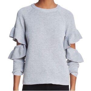 Endless Rose Ruffled Cut Out Sleeve Sweater Grey M‎